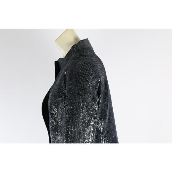 Unbranded Designer Black Croco Leather Reversible Jacket Size S - Picture 9 of 11